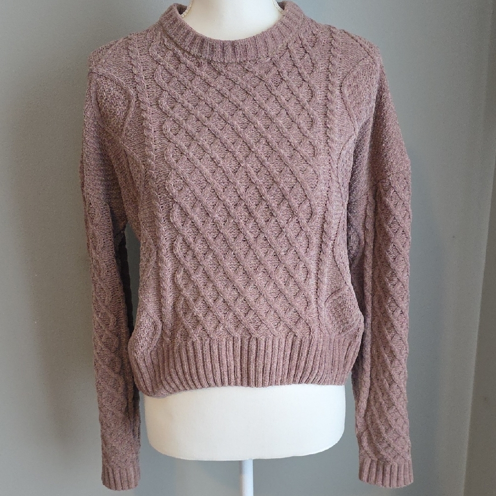 Cable Knit Sweater in Light Brown Size Medium NWT By Pink Republic